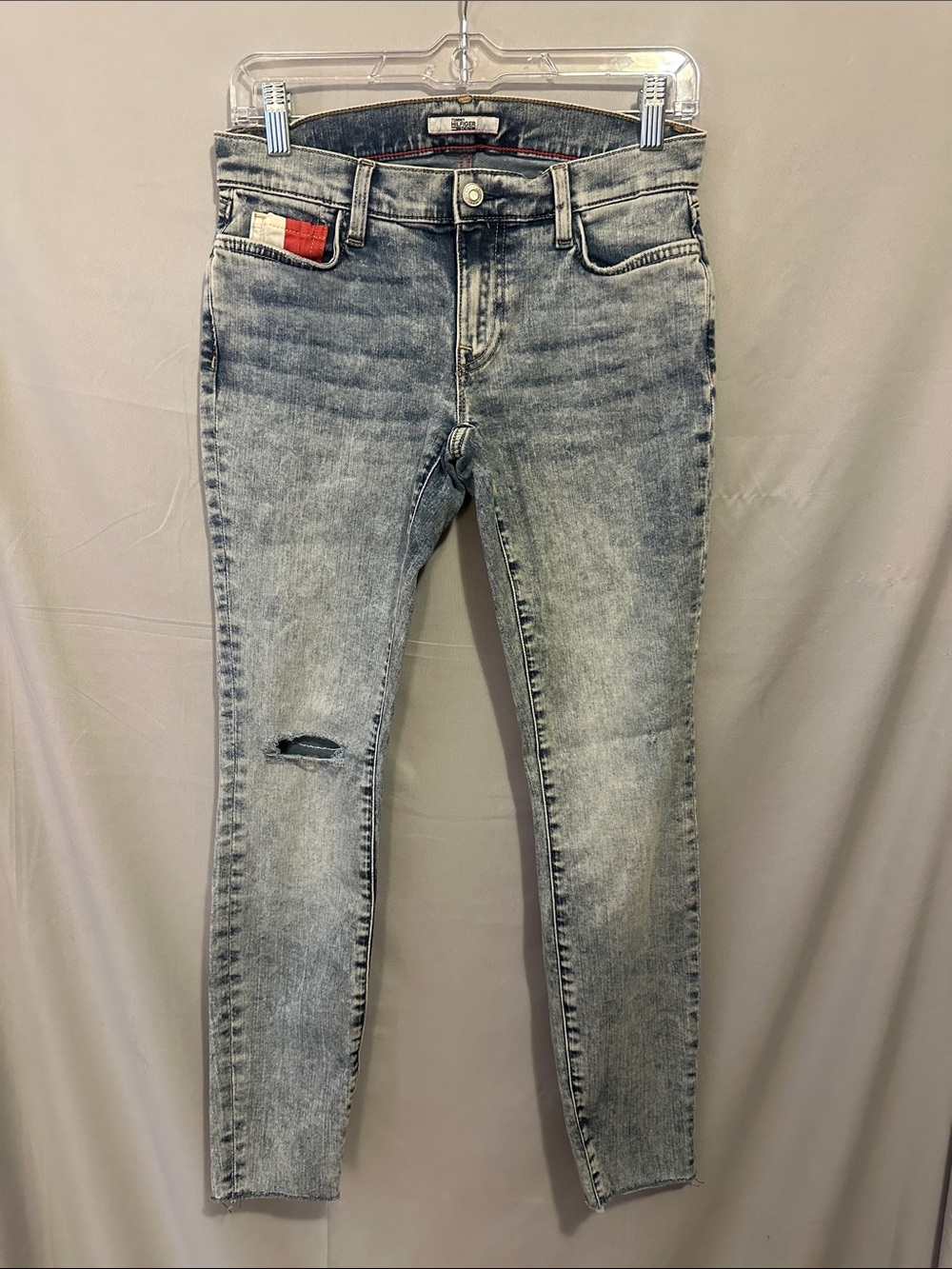 Tommy Hilfiger Light Grey Skinny Jeans with Flag Accent